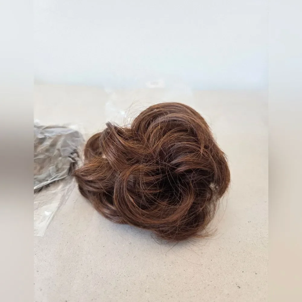 Two New Hairpieces Auburn Brown Red Warm Tone Updo Piece Faux Hair Elastic